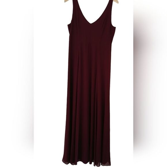Show Me Your Mumu Jenn Maxi Dress Merlot Fitted Bodice Deep Neckline - Picture 13 of 16